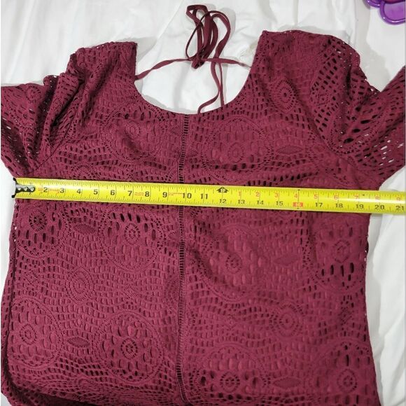 Speechless Womens Red Lace Overlay Scoop Neck Shift Dress - Picture 7 of 10